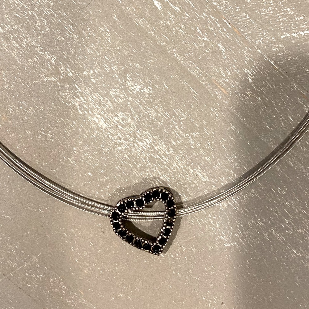 Silver Black Rhinestone Choker Necklace NEW